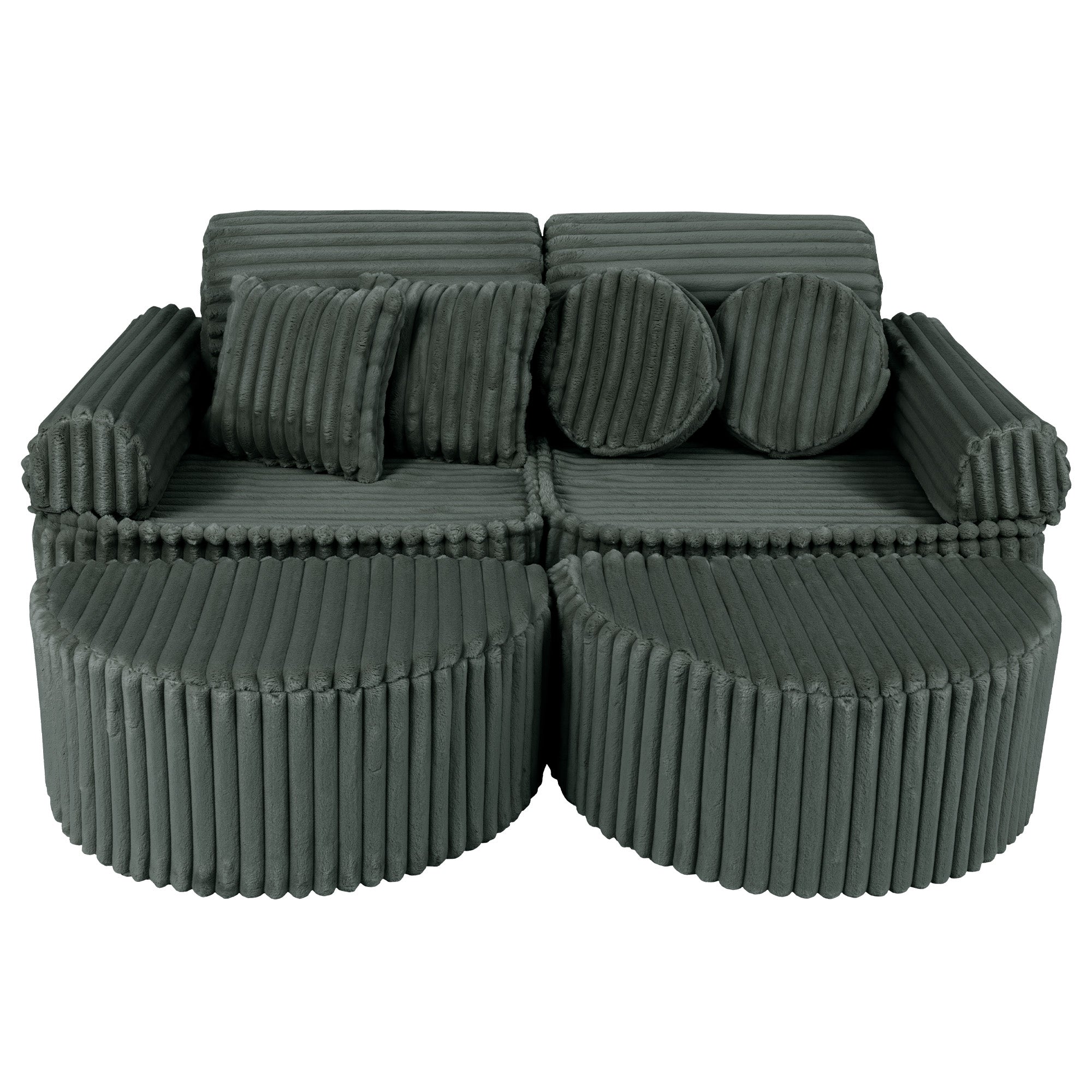 MeowBaby Churros Play Sofa Pine Forest Green | Kids Play Sofa | Play Couch | Corduroy Soft Play Sofa | Modular Sofa for Kids |