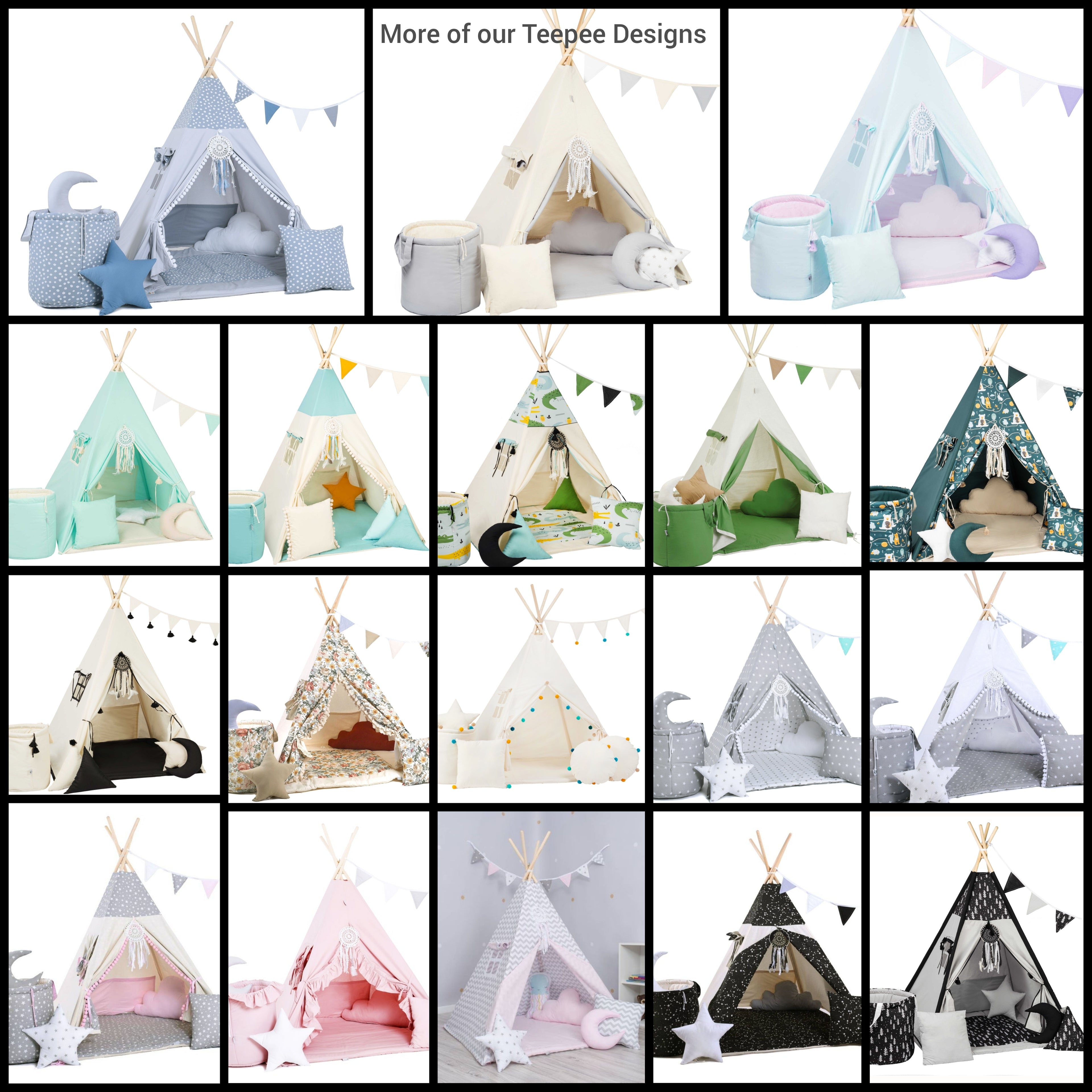 Kids Tipi Tent - Blue Marine