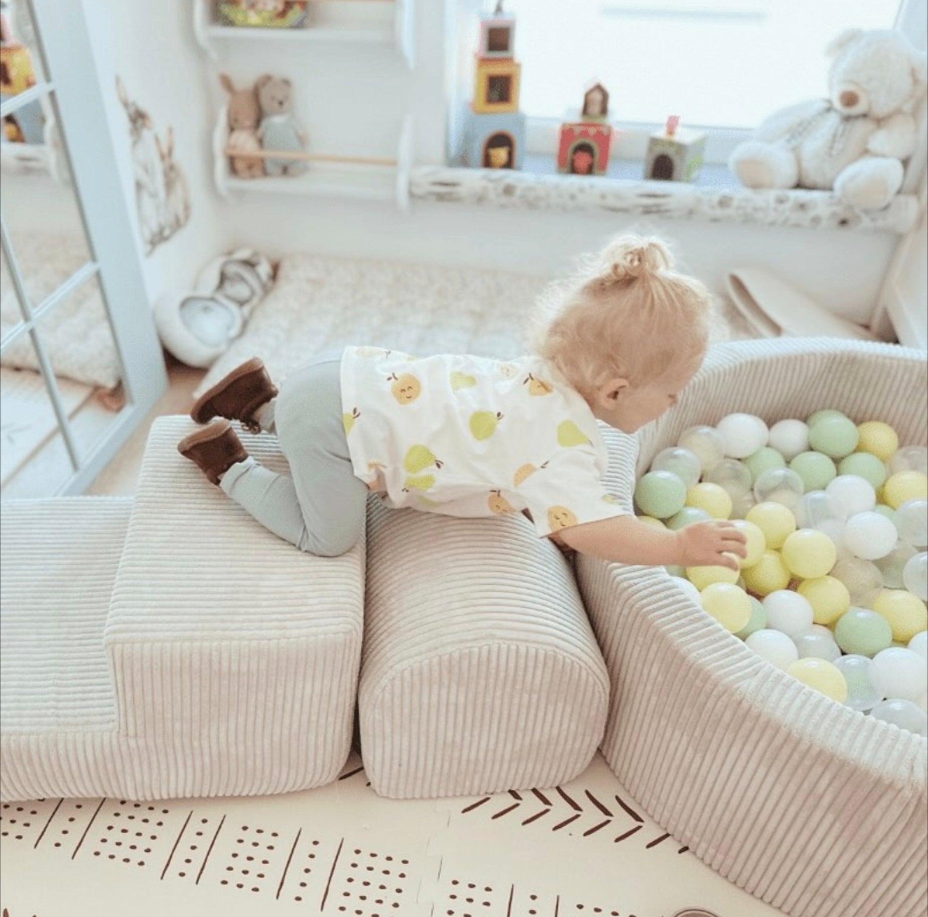 Baby soft play set | foam climbing blocks | Corduroy Soft Play | soft play equipment | soft play | foam soft play blocks for toddlers | foam soft play set | modular soft play set | MeowBaby Ecru Corduroy Foam climbing blocks for toddlers |