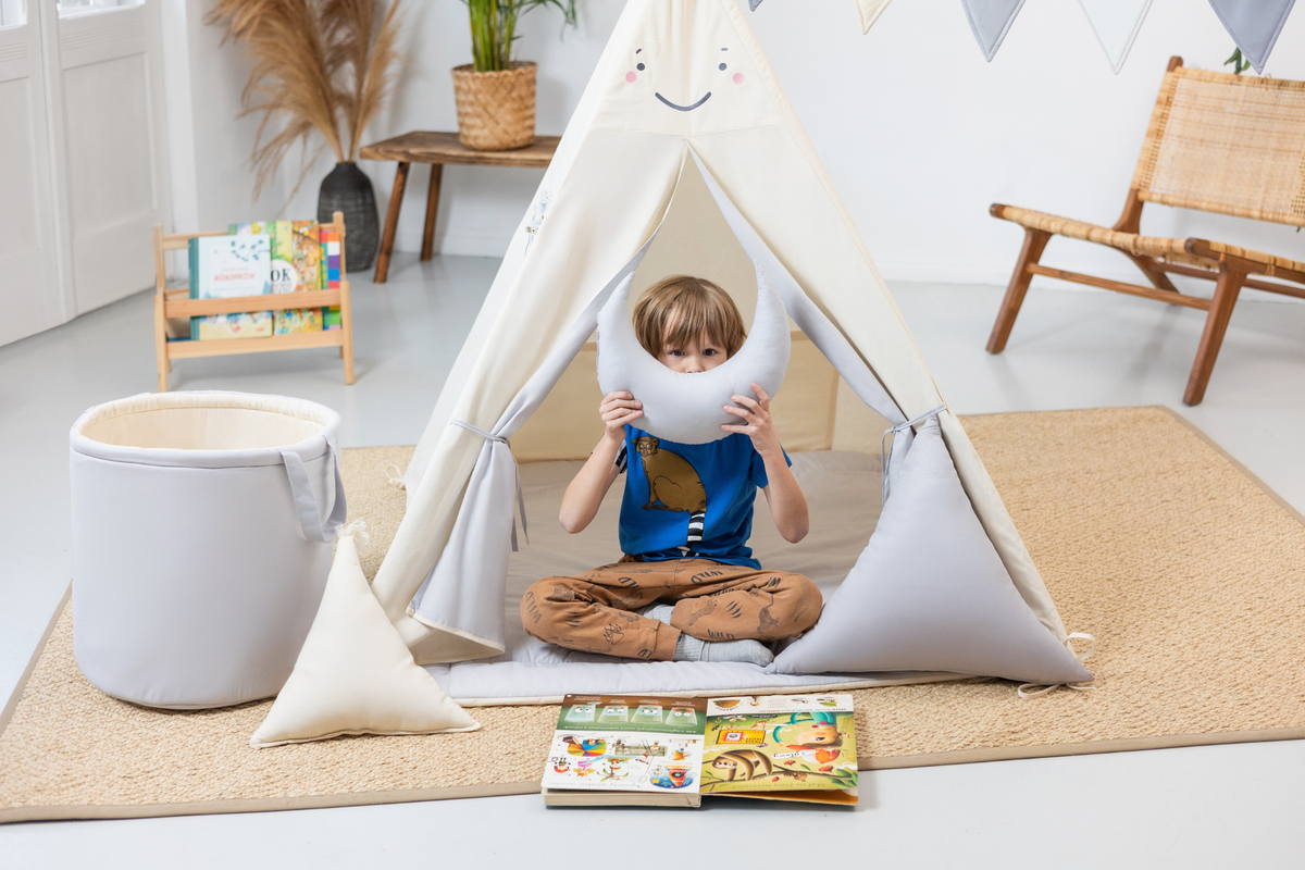 Cream and Grey Teepee Tent | Teepee Cream | Kids Teepee | Teepee Tent for Kids | Baby Teepee Tent | Cream Tent | Kids Teepee Tent | Teepee Tent for Boys | Teepee Tent for Girls | Teepee |