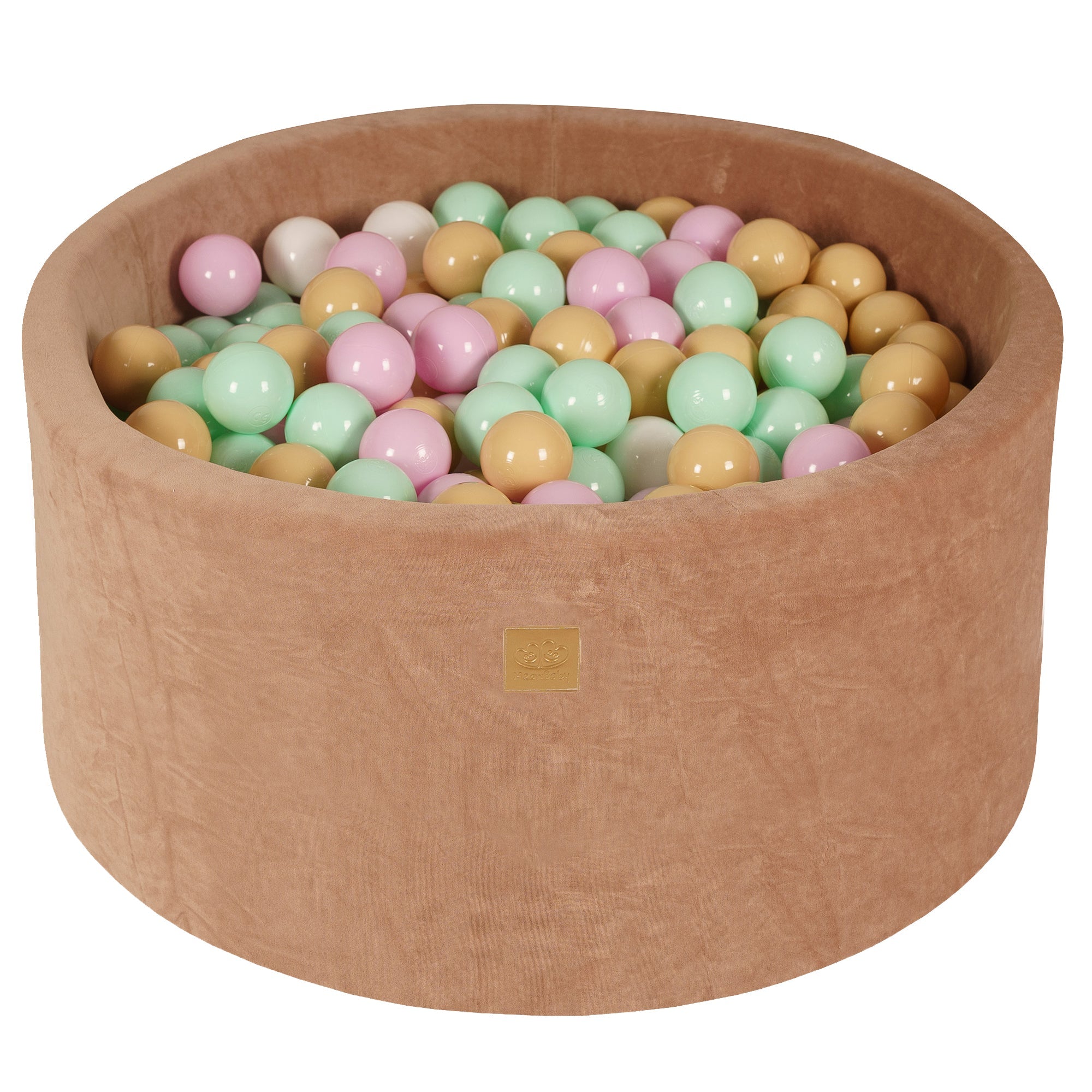 MeowBaby® VELVET Beige Ball Pit + 300 Balls - 90x40cm