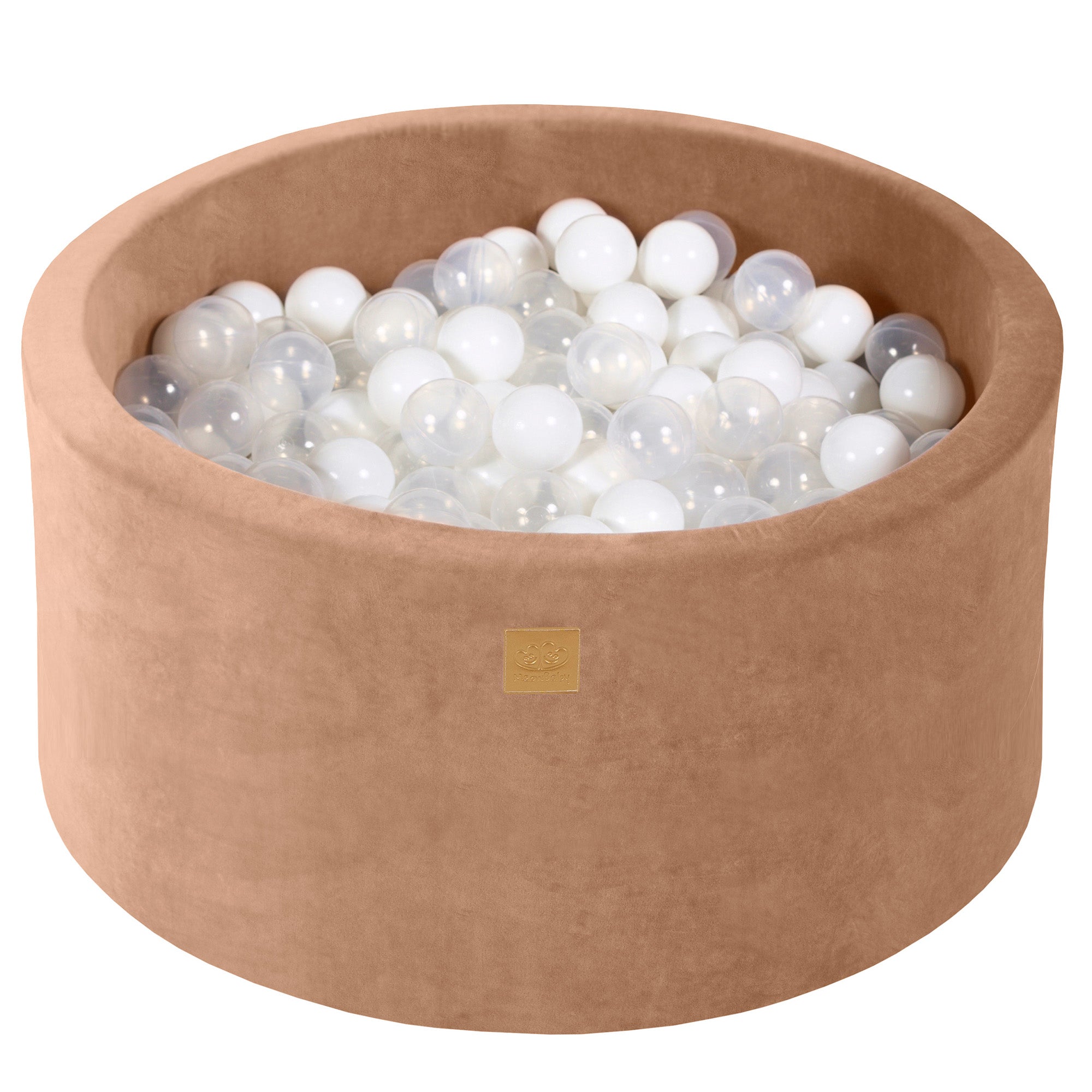 MeowBaby® VELVET Beige Ball Pit + 300 Balls - 90x40cm