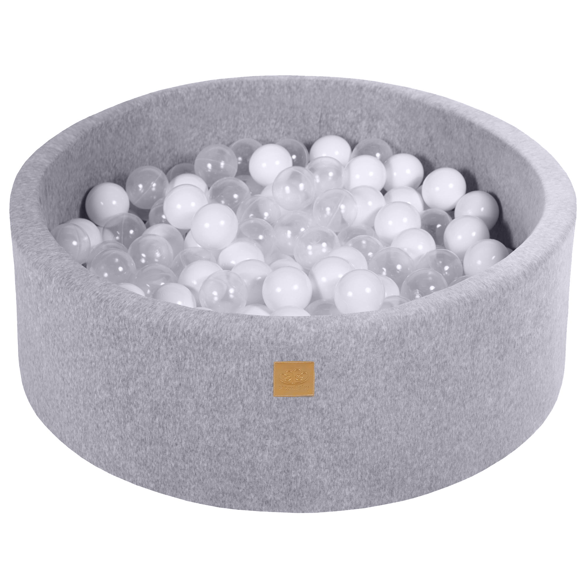 MeowBaby® VELVET Light Grey Ball Pit + 250 Balls - 90x30cm