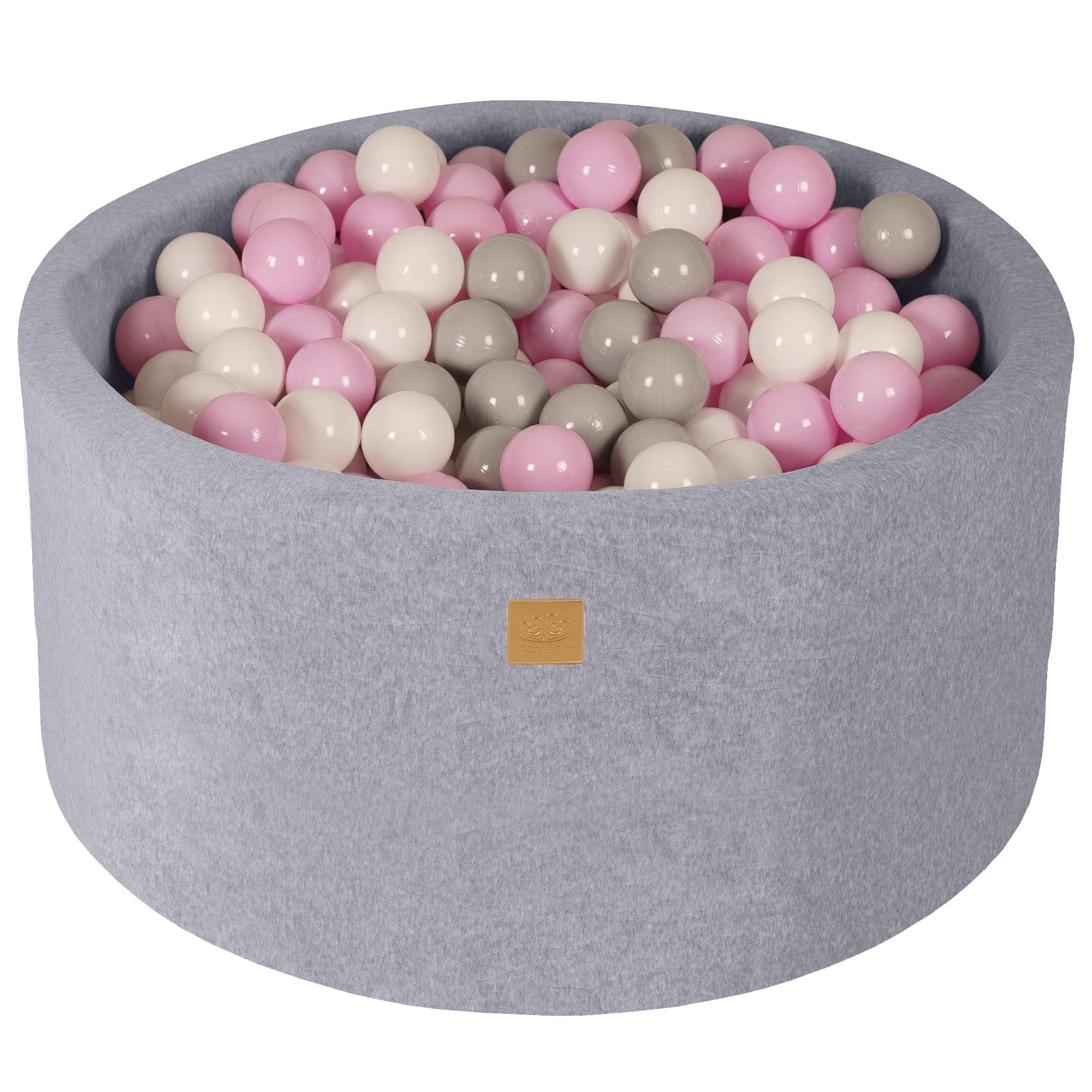 MeowBaby® VELVET Light Grey Ball Pit + 300 Balls - 90x40cm
