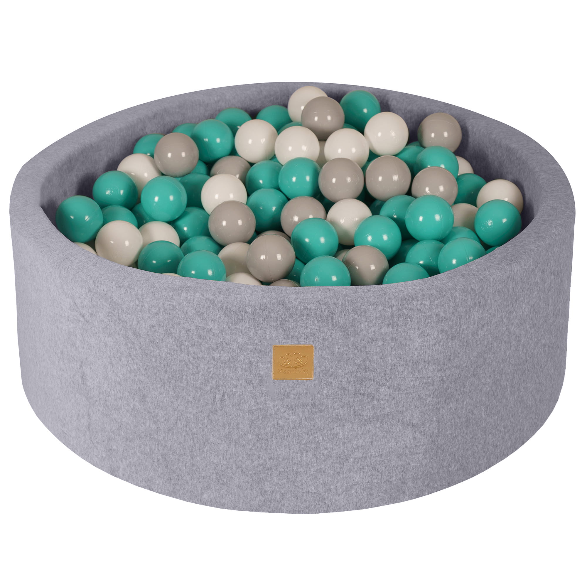 MeowBaby® VELVET Light Grey Ball Pit + 250 Balls - 90x30cm