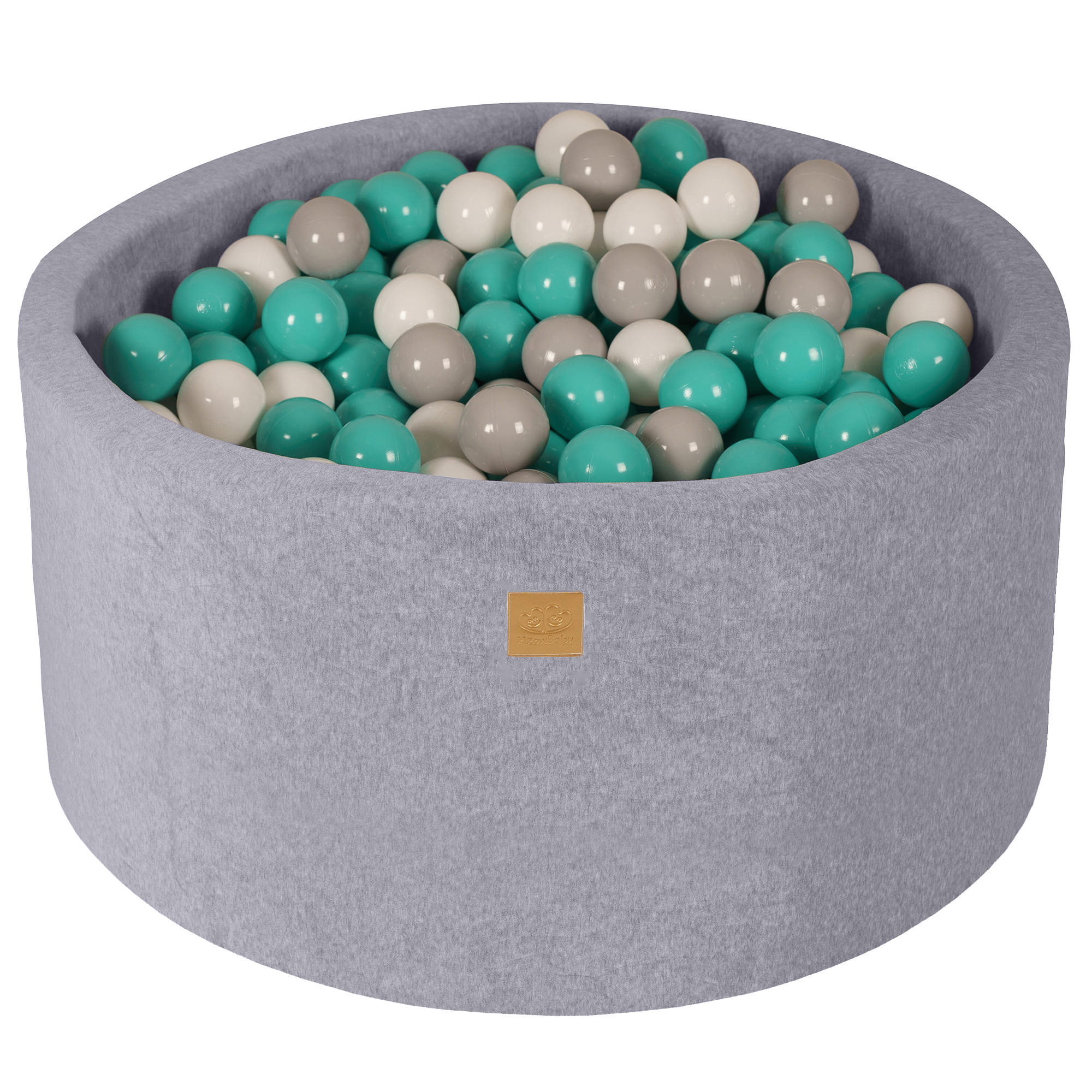 MeowBaby® VELVET Light Grey Ball Pit + 300 Balls - 90x40cm