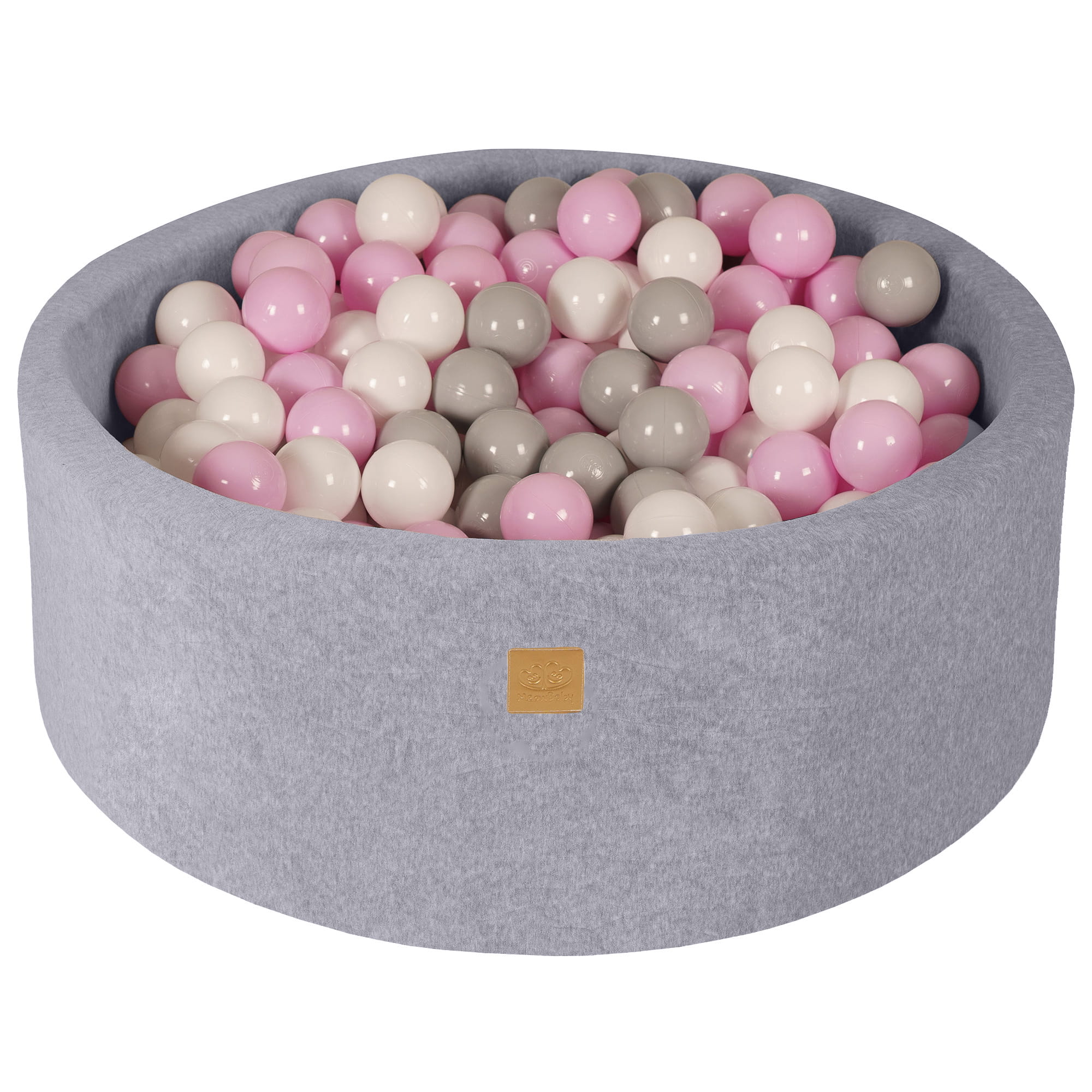MeowBaby® VELVET Light Grey Ball Pit + 250 Balls - 90x30cm