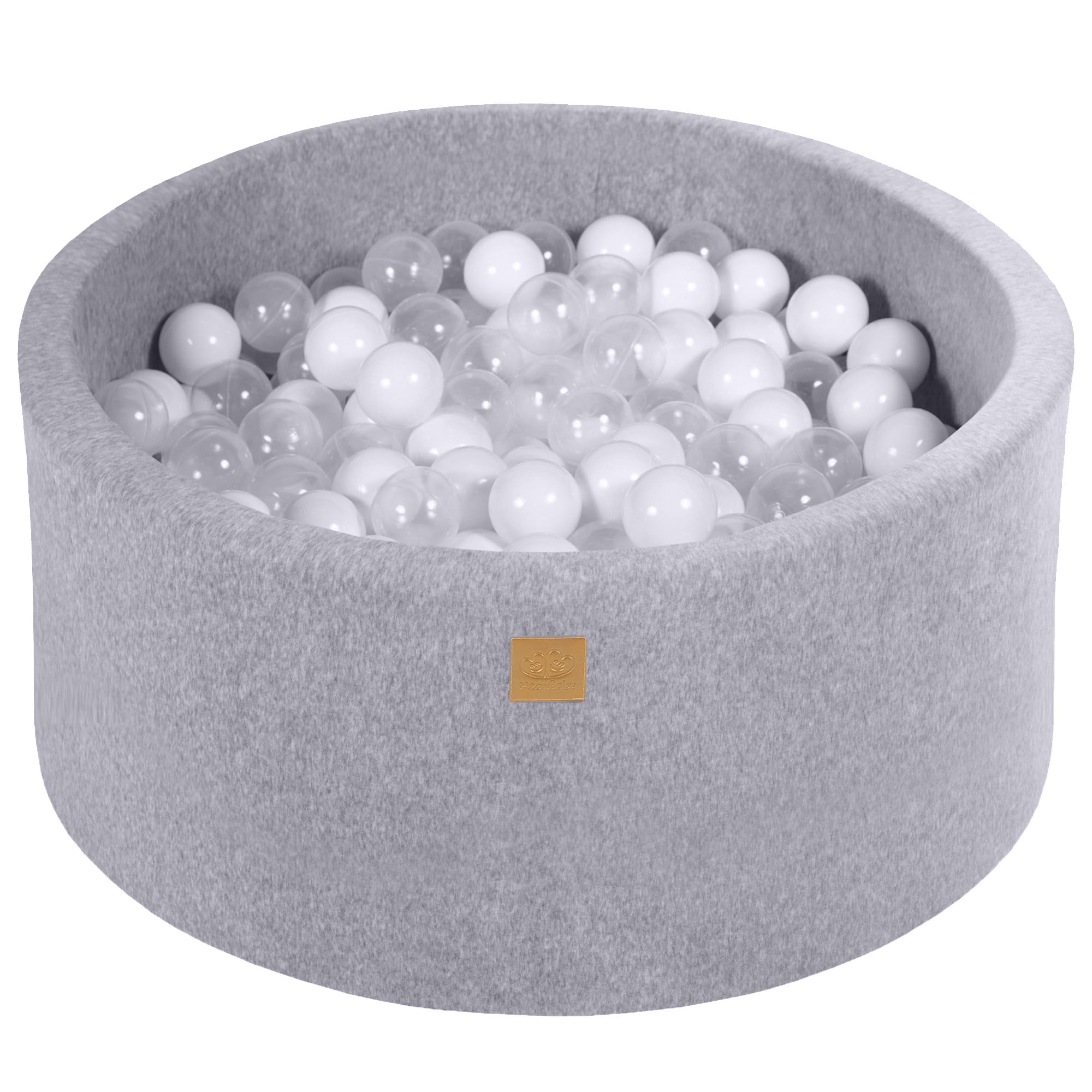 MeowBaby® VELVET Light Grey Ball Pit + 300 Balls - 90x40cm