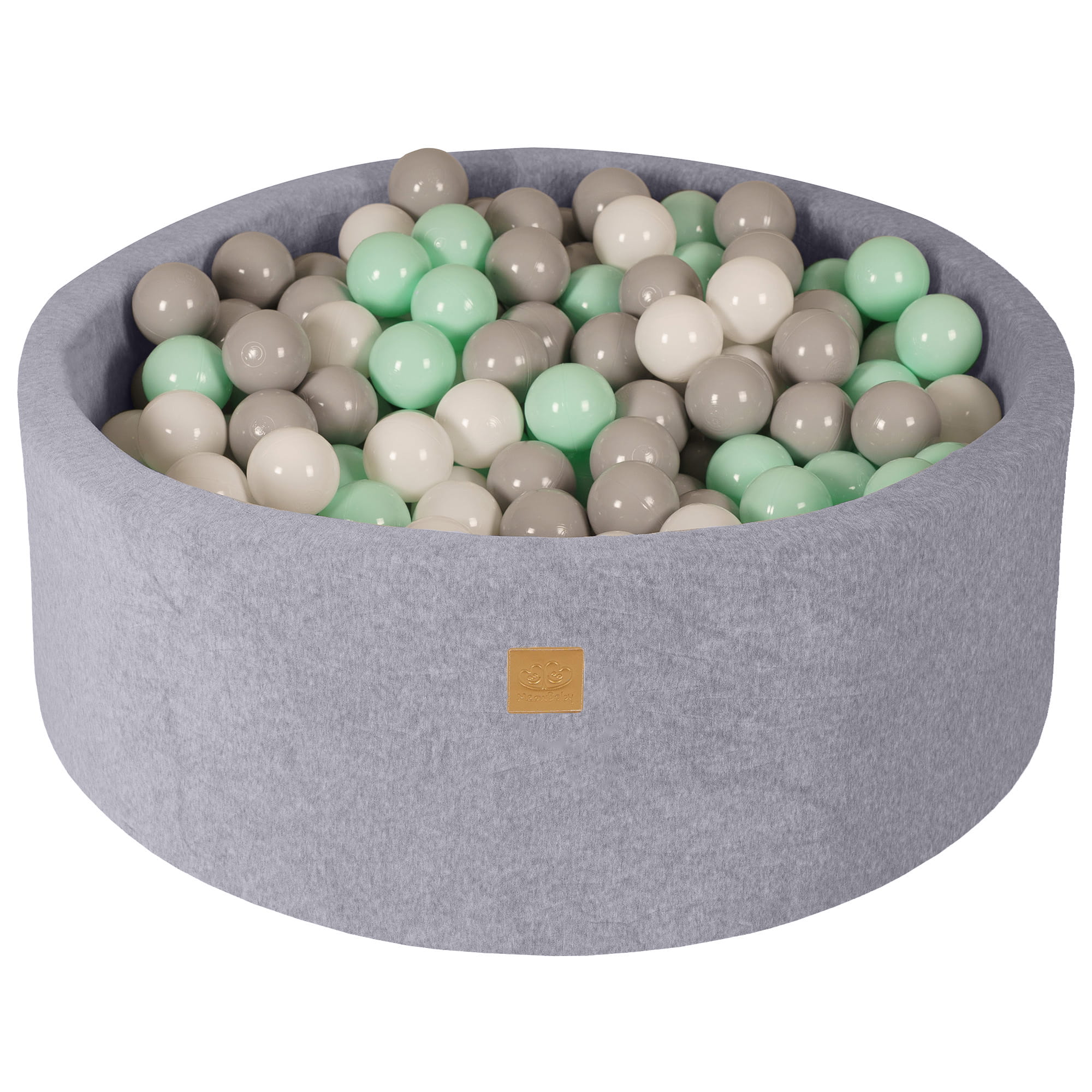 MeowBaby® VELVET Light Grey Ball Pit + 250 Balls - 90x30cm