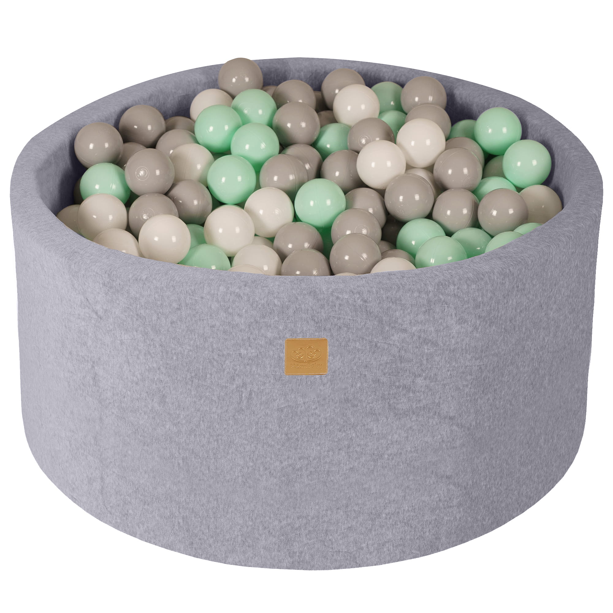 MeowBaby® VELVET Light Grey Ball Pit + 300 Balls - 90x40cm