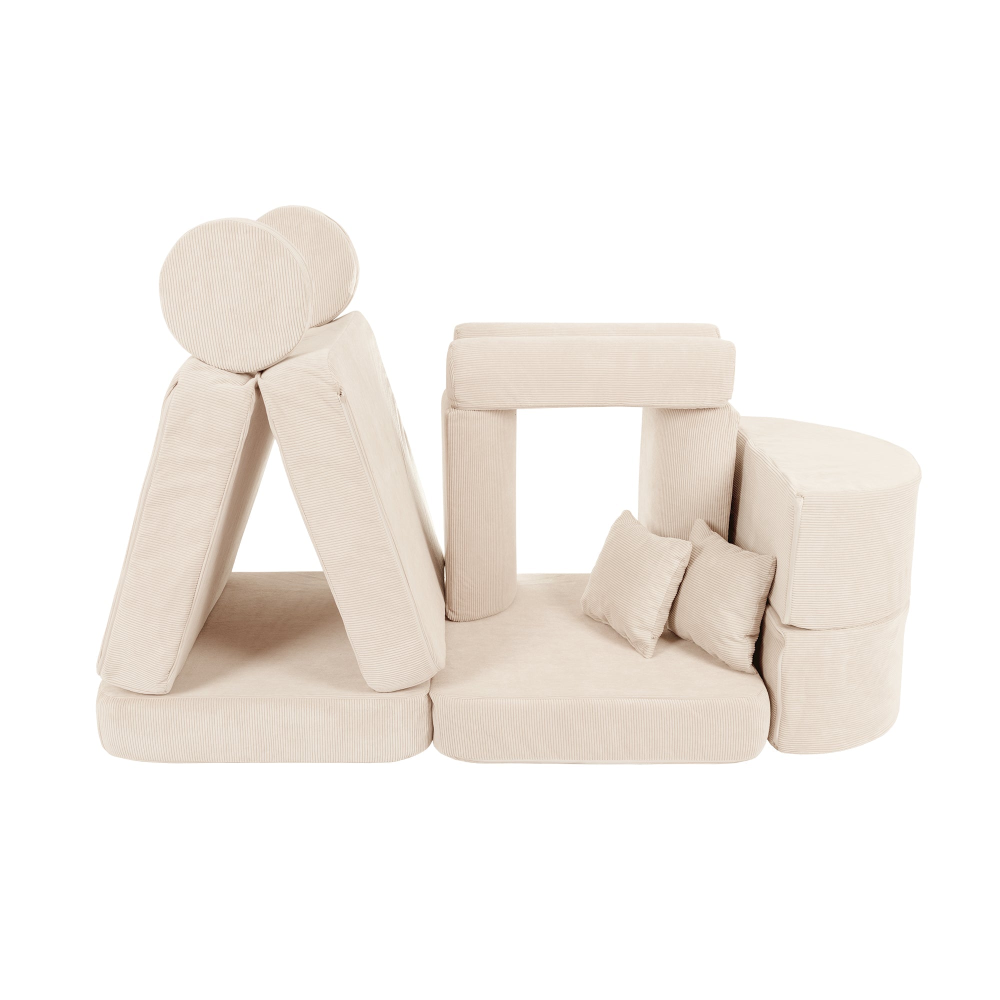 MeowBaby Slimcord Kids Play Sofa | Modular Play Sofa Bed | ecru/cream play sofa for kids | play couch |