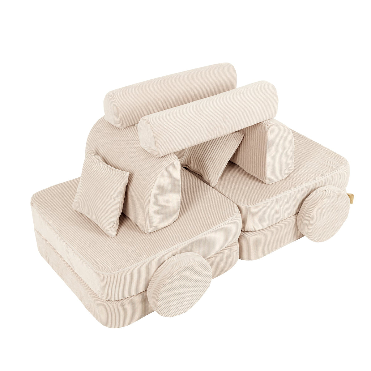 MeowBaby Slimcord Kids Play Sofa | Modular Play Sofa Bed | cream play sofa for kids | play couch cream |