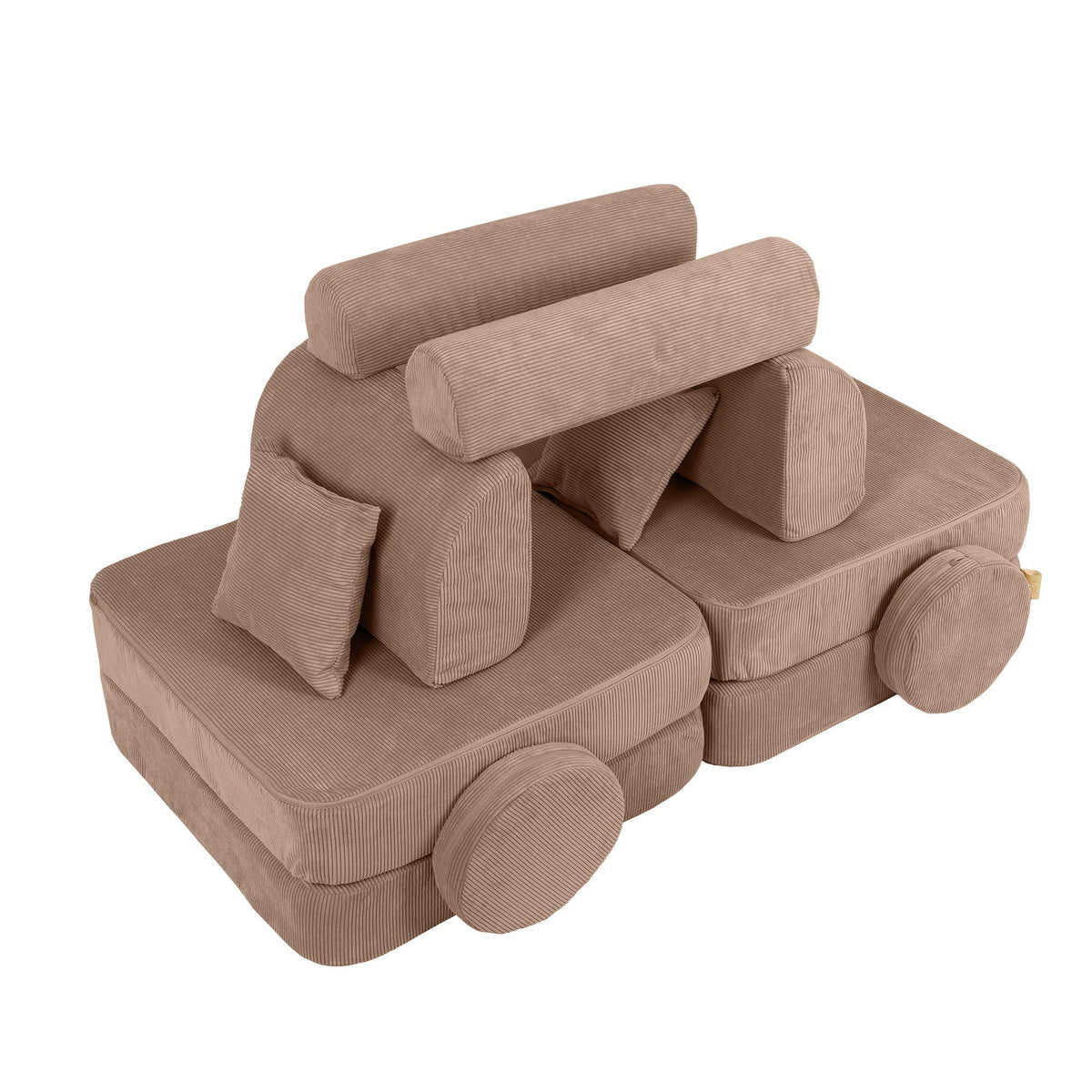 play sofa | play couch | MeowBaby Slimcord Kids Play Sofa | Modular Play Sofa Bed | brown play sofa for kids | play couch |