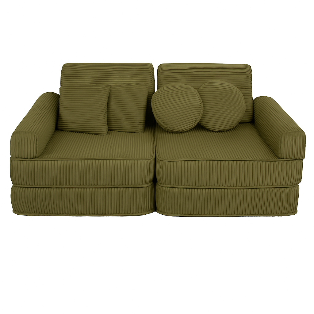 khaki corduroy play sofa | khaki corduroy Play Sofa | Play Sofa Kids turquoise corduroy | MeowBaby khaki corduroy soft play sofa |