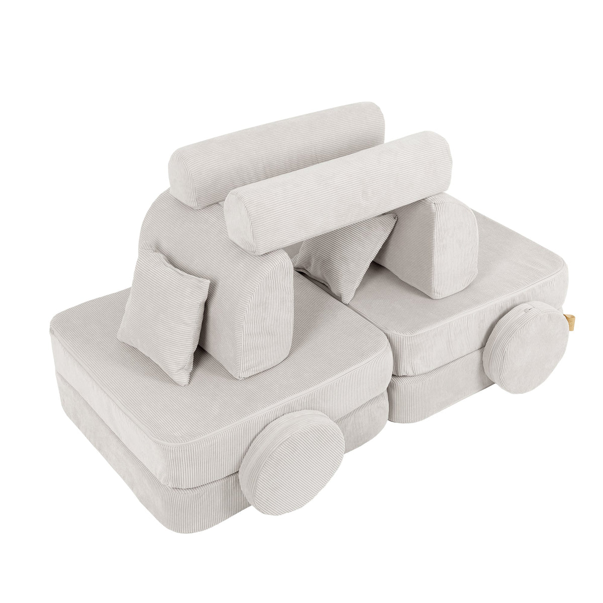 MeowBaby Slimcord Kids Play Sofa | Modular Play Sofa Bed | grey play sofa for kids | play couch |