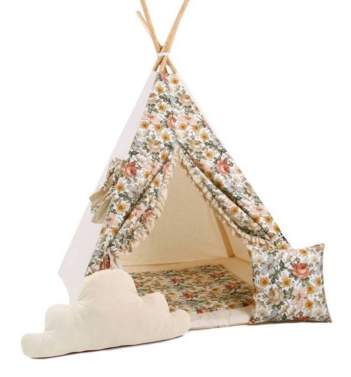 Teepee Tent with Flowers | Teepee Flower | Kids Teepee | Teepee Tent for Kids | Teepee Tent for Babies and Toddlers | Flower Tent | Kids Teepee Tent | Teepee Tent for Girls |