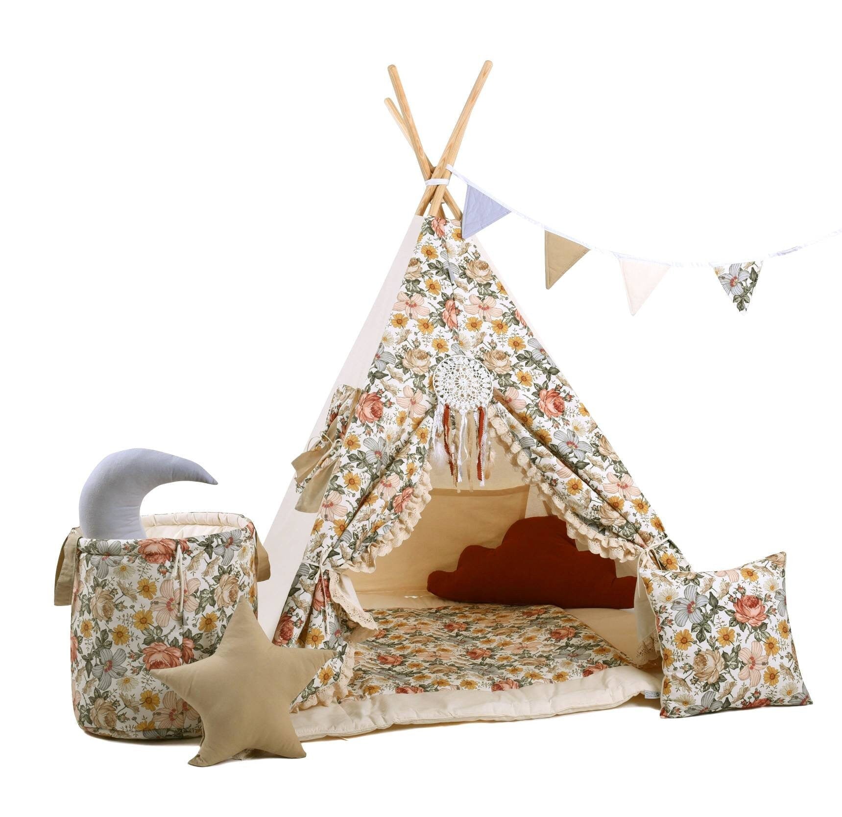 Teepee Tent with Flowers | Teepee Flower | Kids Teepee | Teepee Tent for Kids | Teepee Tent for Babies and Toddlers | Flower Tent | Kids Teepee Tent | Teepee Tent for Girls |