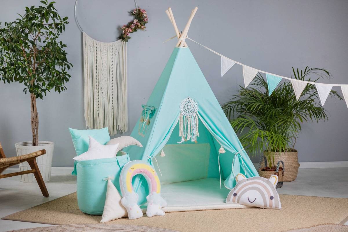 Mint Teepee Tent | Teepee Mint | Kids Teepee | Teepee Tent for Kids | Teepee Tent for Babies & Toddlers | Mint Tent | Kids Teepee Tent | Teepee Tent for Boys & Girls |