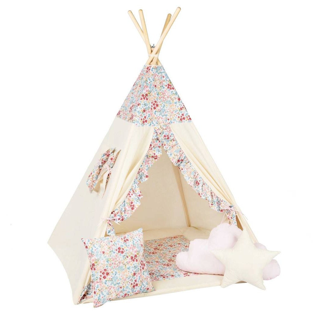 Teepee Tent with Flowers | Teepee Flower | Kids Teepee | Teepee Tent for Kids | Teepee Tent for Babies and Toddlers | Flower Tent | Kids Teepee Tent | Teepee Tent for Girls |