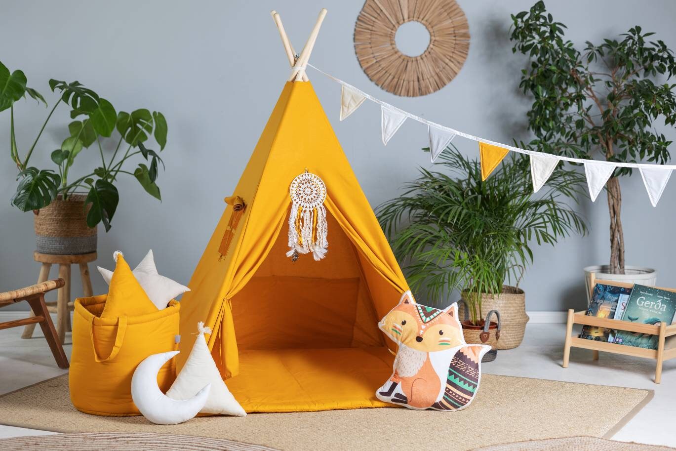 Orange Teepee Tent | Teepee Orange | Kids Teepee | Teepee Tent for Kids | Teepee Tent for Babies & Toddlers | Orange Tent | Kids Teepee Tent | Teepee Tent for Boys & Girls |