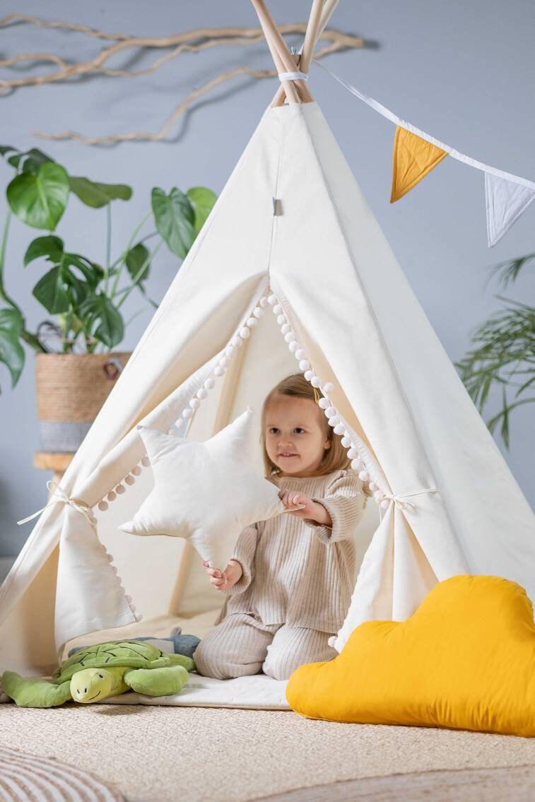 Cream Teepee Tent | Teepee Cream | Kids Teepee | Teepee Tent for Kids | Teepee Tent for Babies and Toddlers | Cream Tent | Kids Teepee Tent | Teepee Tent for Boys & Girls |