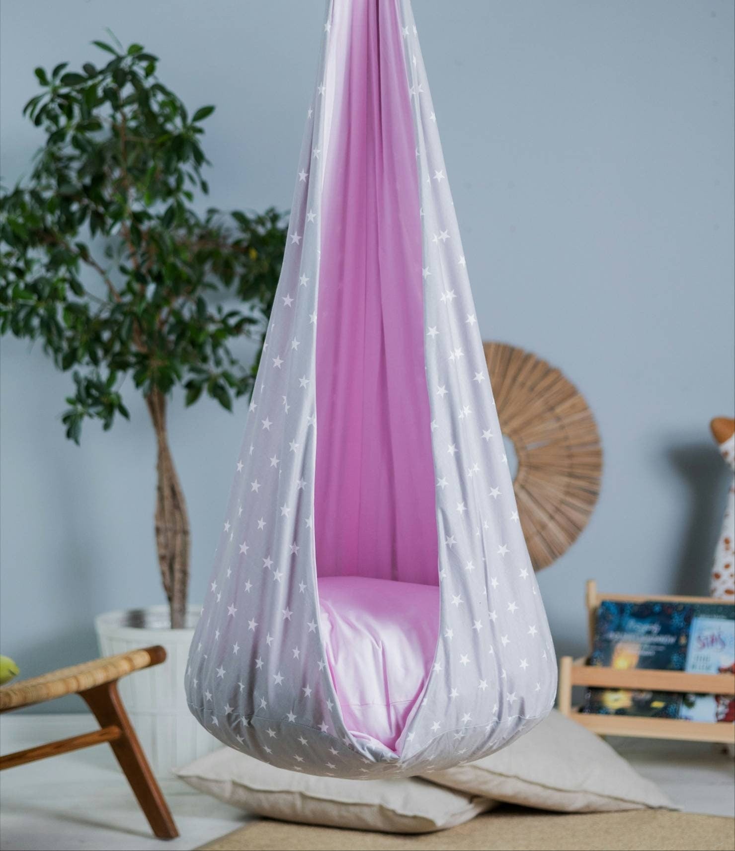 Kids Cocoon Swing - Pink & Stars