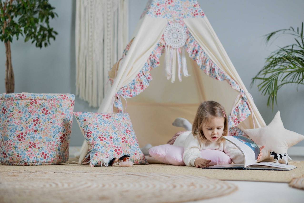 Teepee Tent with Flowers | Teepee Flower | Kids Teepee | Teepee Tent for Kids | Teepee Tent for Babies and Toddlers | Flower Tent | Kids Teepee Tent | Teepee Tent for Girls |