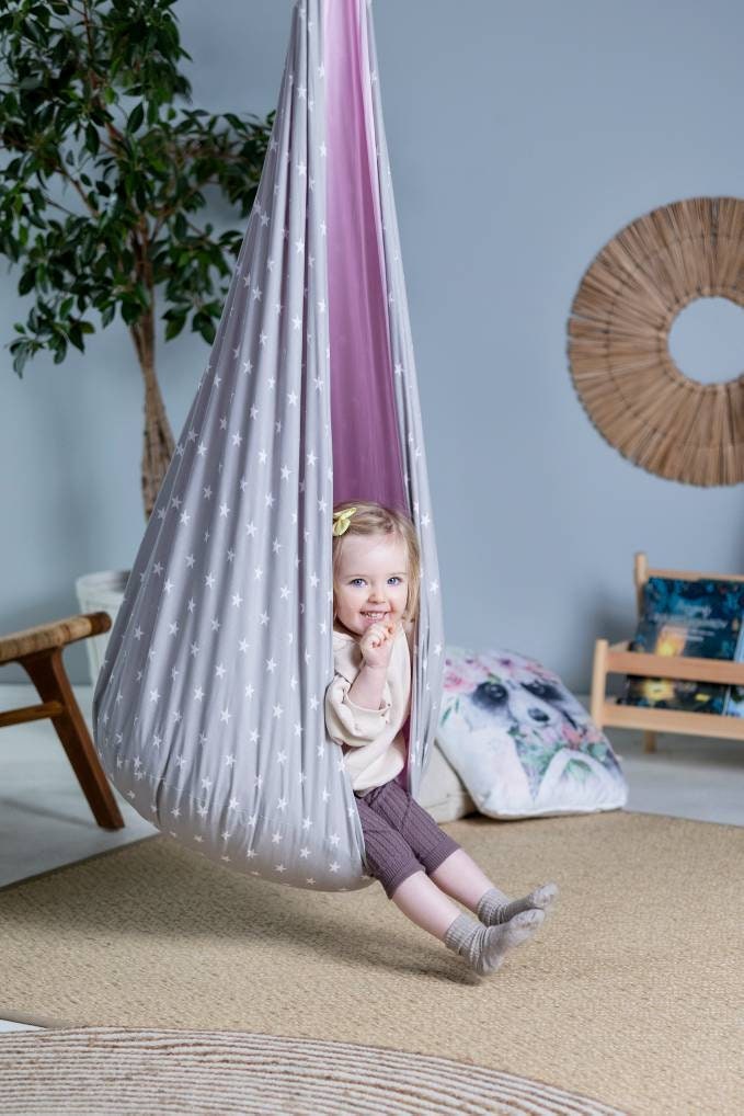 Kids Cocoon Swing - Pink & Stars