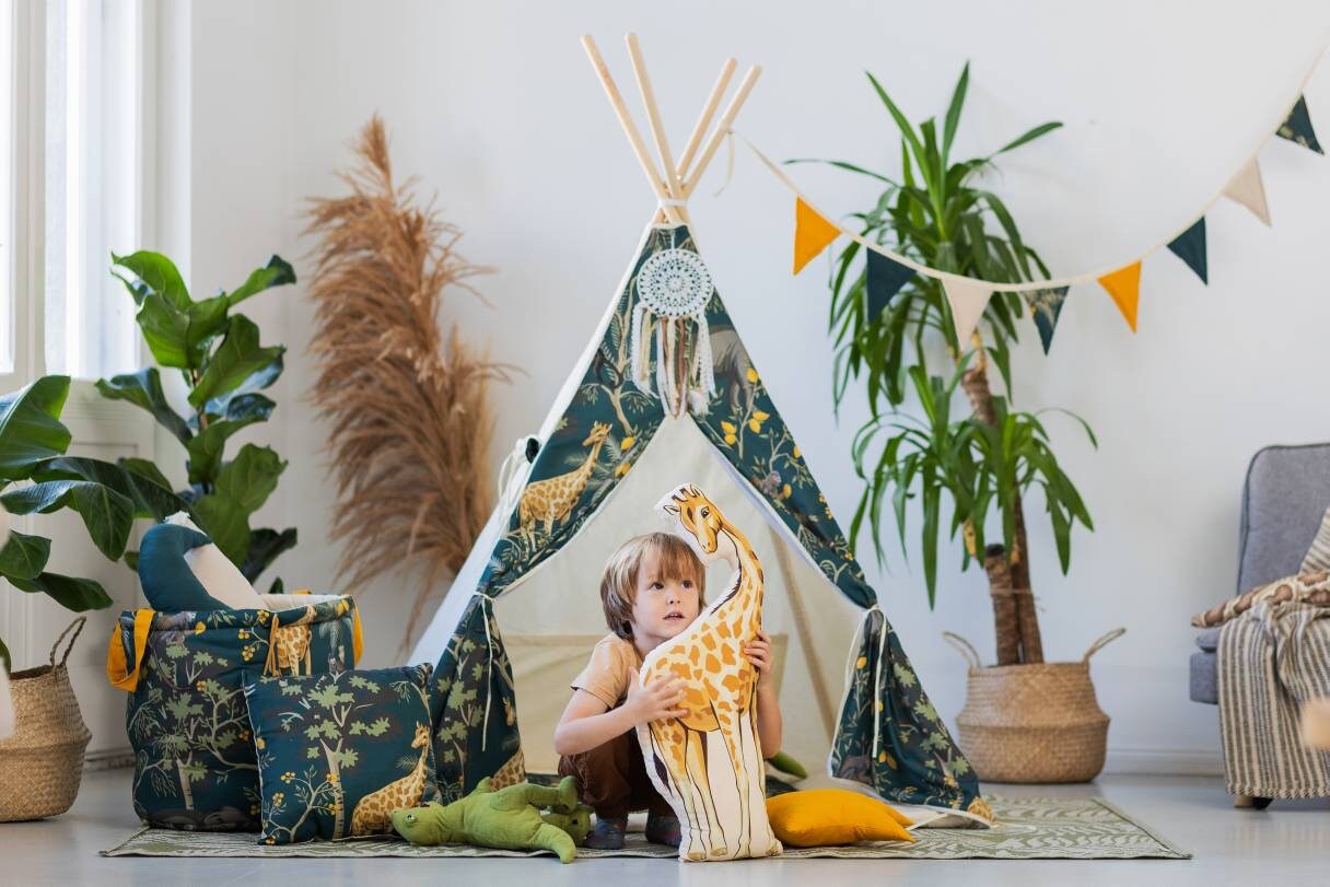 Safari Teepee Tent | Teepee SAFARI | Kids Teepee | Teepee Tent for Kids | Teepee Tent for Babies & Toddlers | Safari Tent | Kids Teepee Tent | Teepee Tent for Boys & Girls |