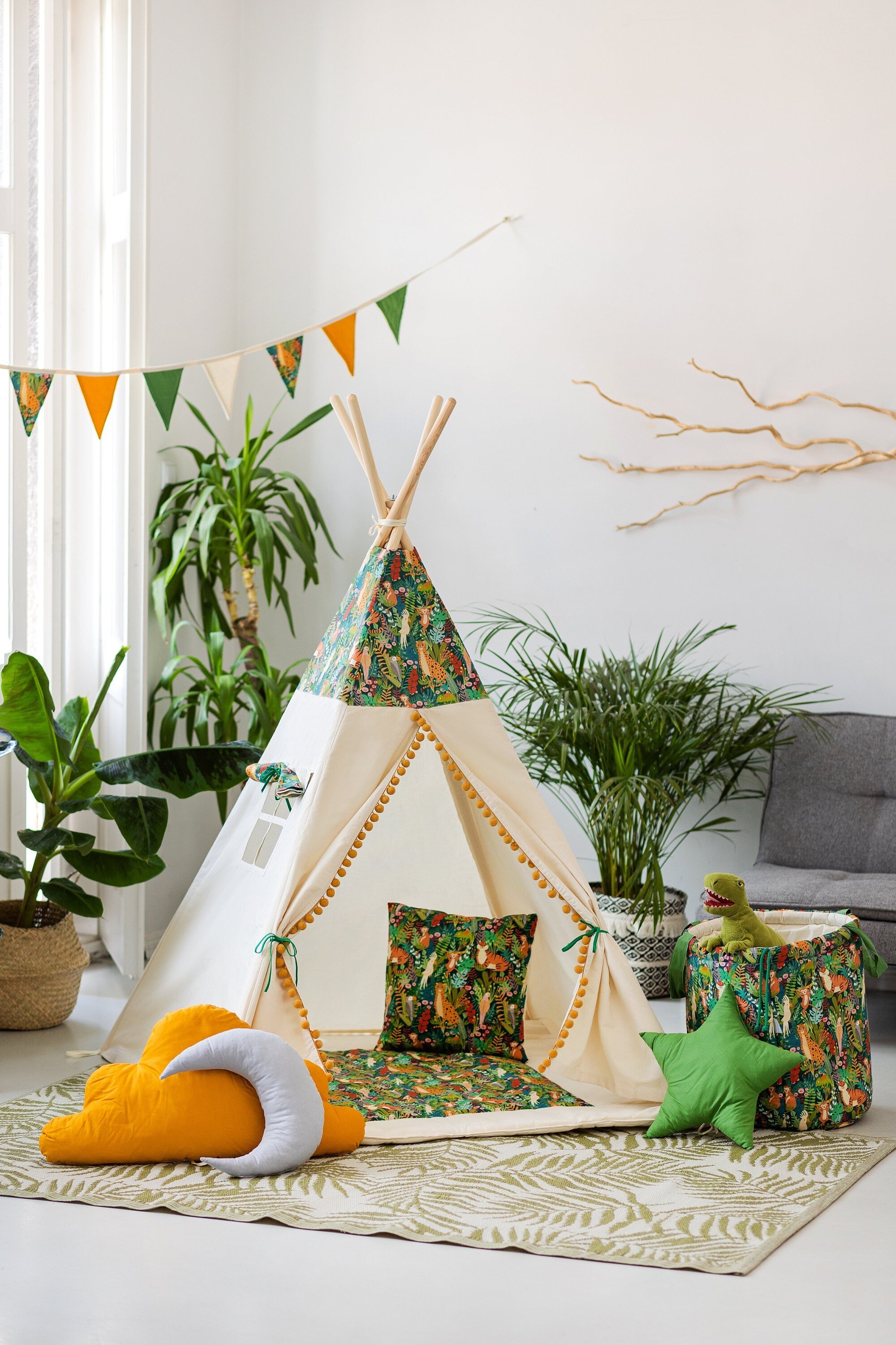 Jungle Teepee Tent | Teepee JUNGLE | Kids Teepee | Teepee Tent for Kids | Teepee Tent for Babies & Toddlers | Jungle Tent | Kids Teepee Tent | Teepee Tent for Boys & Girls |
