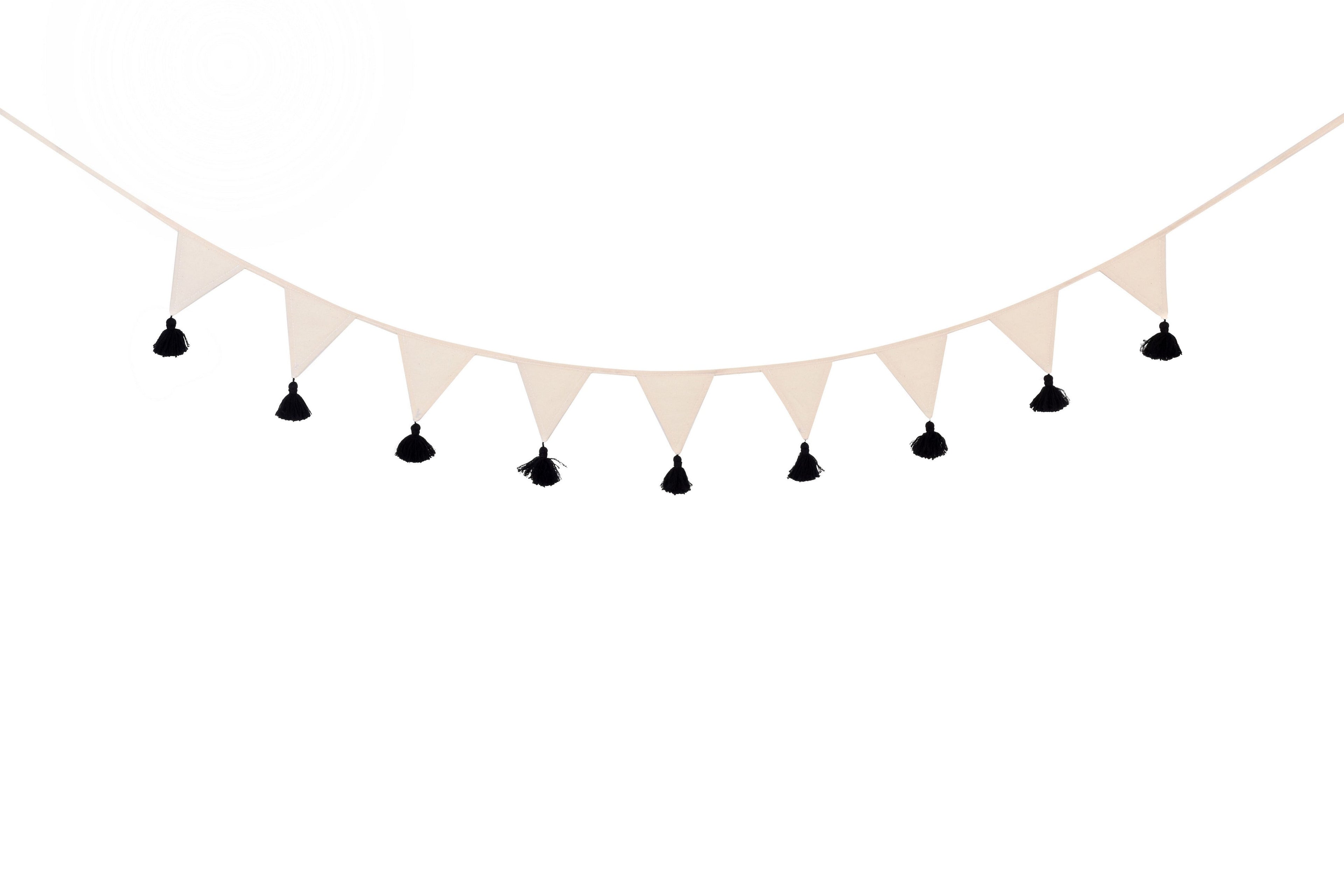 Kids Teepee - Cream & Black Tassels