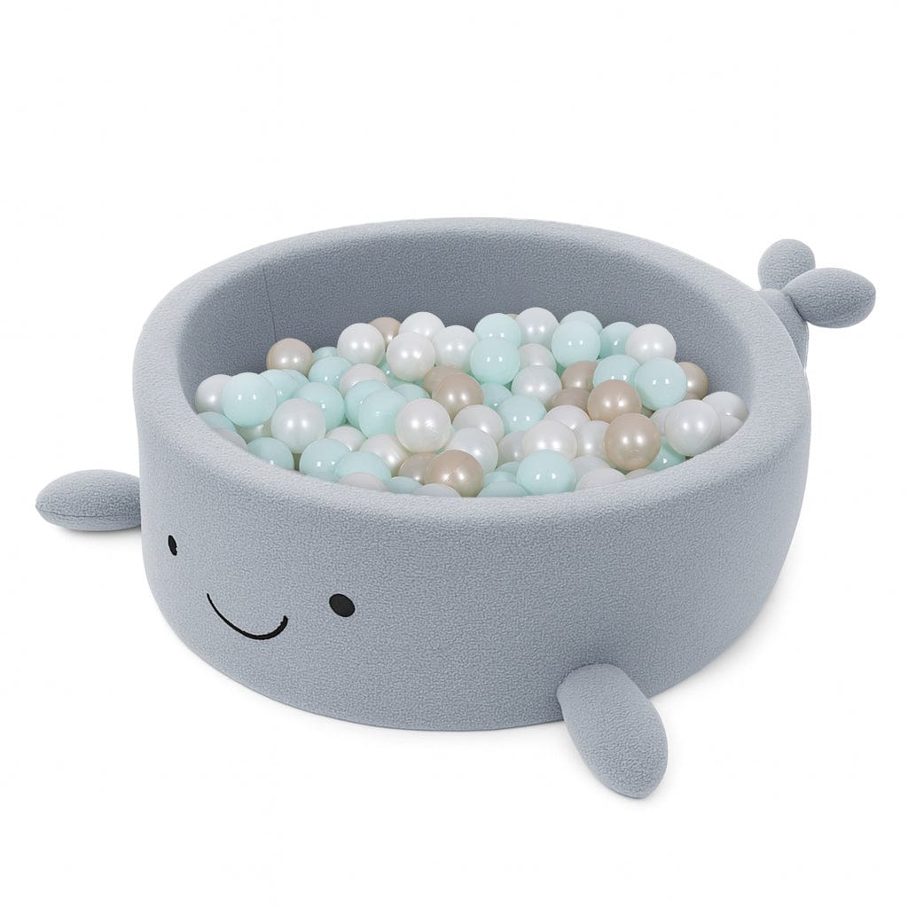 Meowbaby Foam Ball pit for Child - Whale | Balls to Choose | Dusty Ice Blue | Boucle
