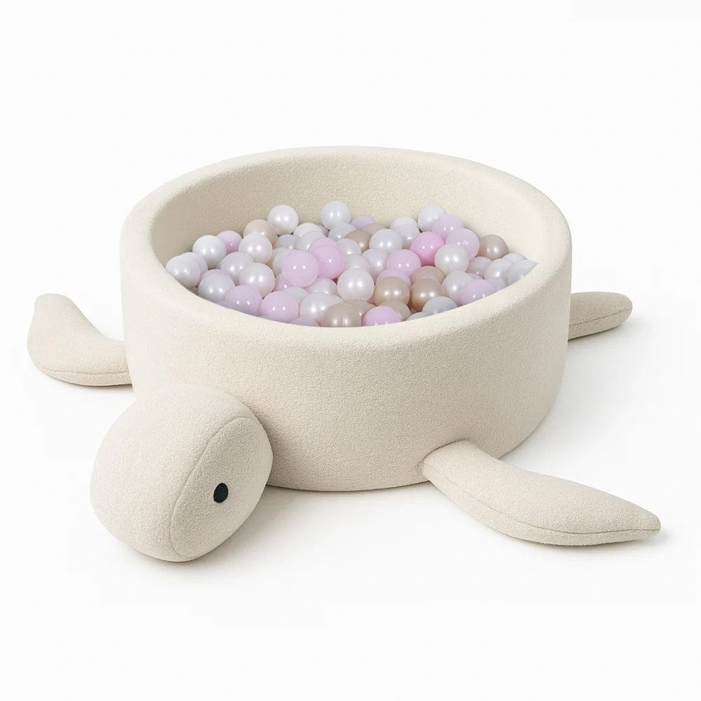 Boucle Ball Pit | Ball Pit Boucle | Cream Boucle Ball Pit | MeowBaby® Boucle Ball Pit Turtle | Turtle Boucle ball pit with balls |