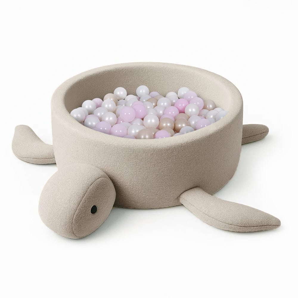 Boucle Ball Pit | Ball Pit Boucle | Beige Boucle Ball Pit | MeowBaby® Boucle Ball Pit Turtle | Turtle Boucle ball pit with balls |