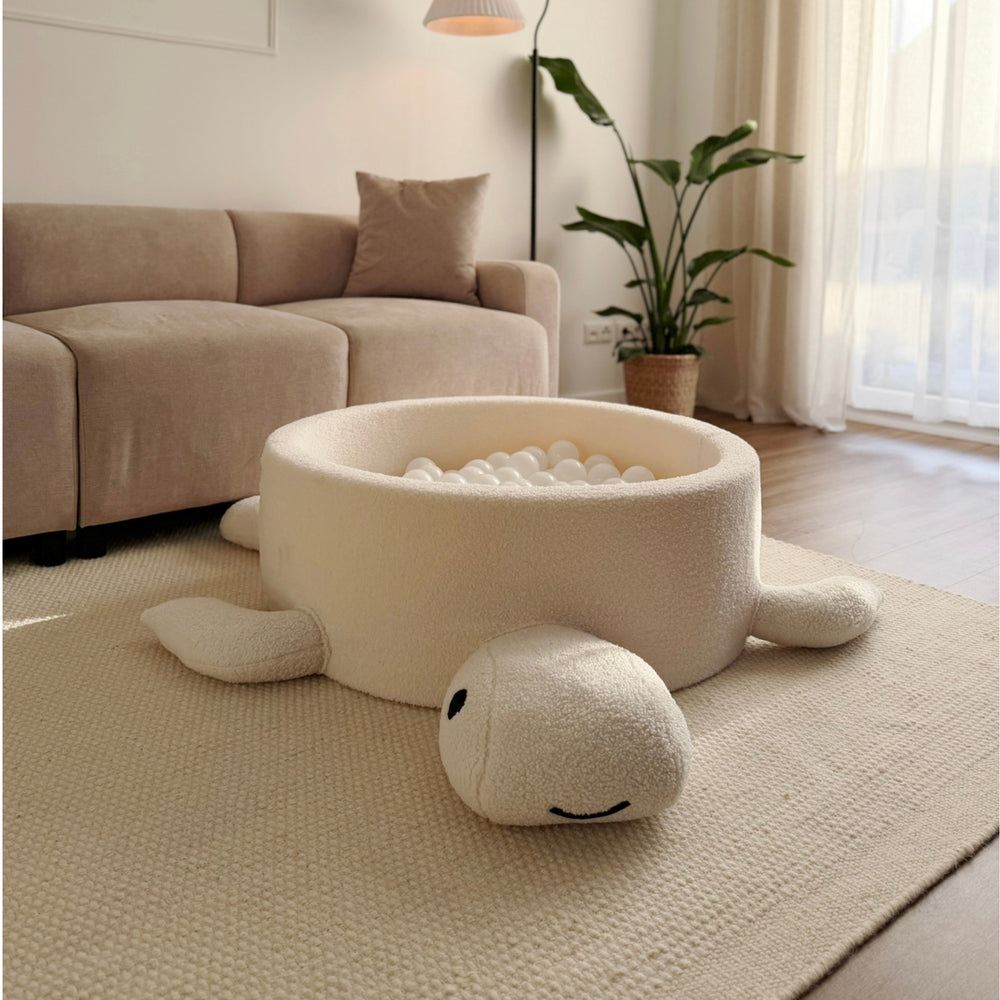 MeowBaby Ball Pit for Children – Turtle | Raspberry Glaze Pink | Boucle