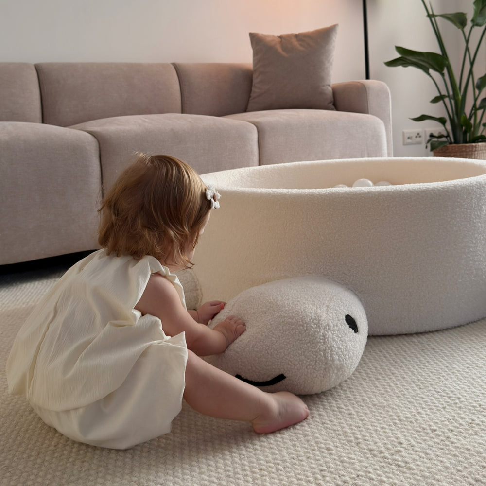 MeowBaby Ball Pit for Children – Turtle | Raspberry Glaze Pink | Boucle