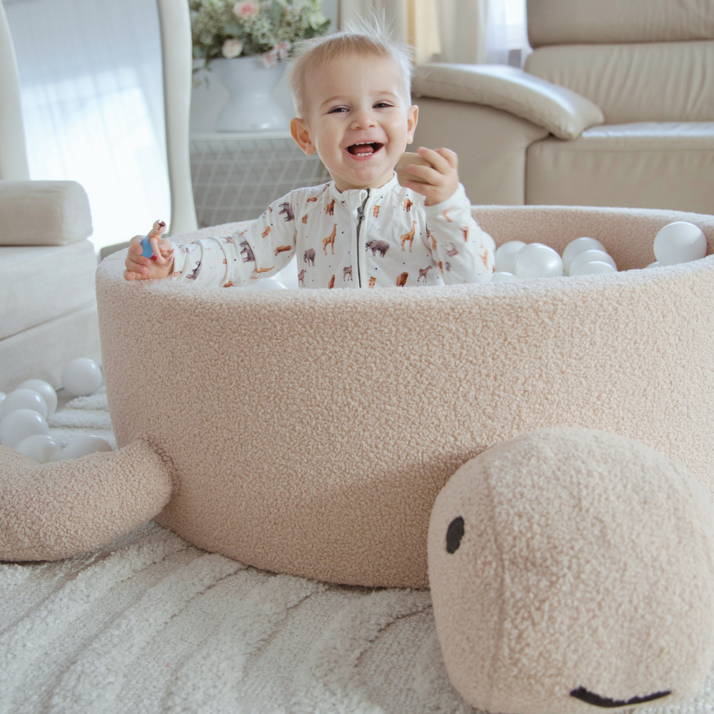 Boucle Ball Pit | MeowBaby Boucle Ball pit Turtle | Turtle Ball Pit Boucle | Foam Baby Ball Pit | Ball Pit for Kids |