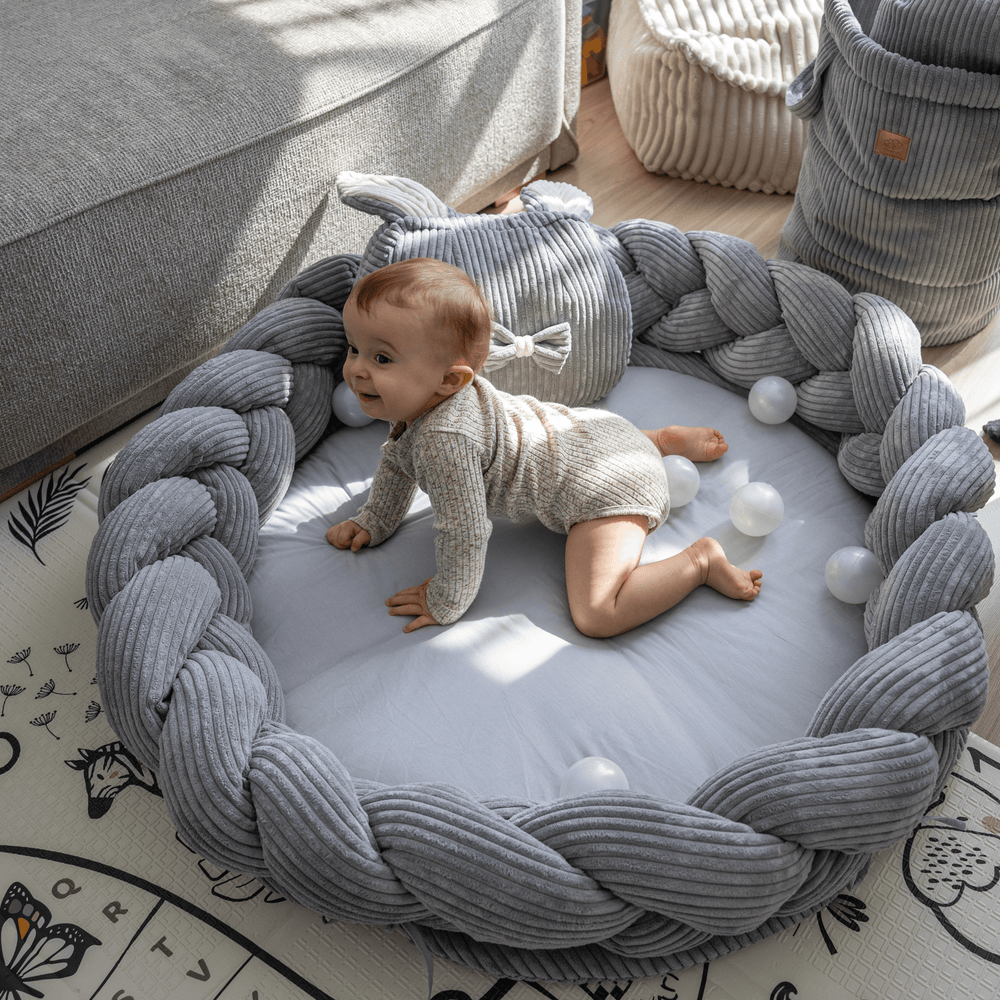 Aesthetic Baby Play Mat with Braided Bumper - Meowbaby