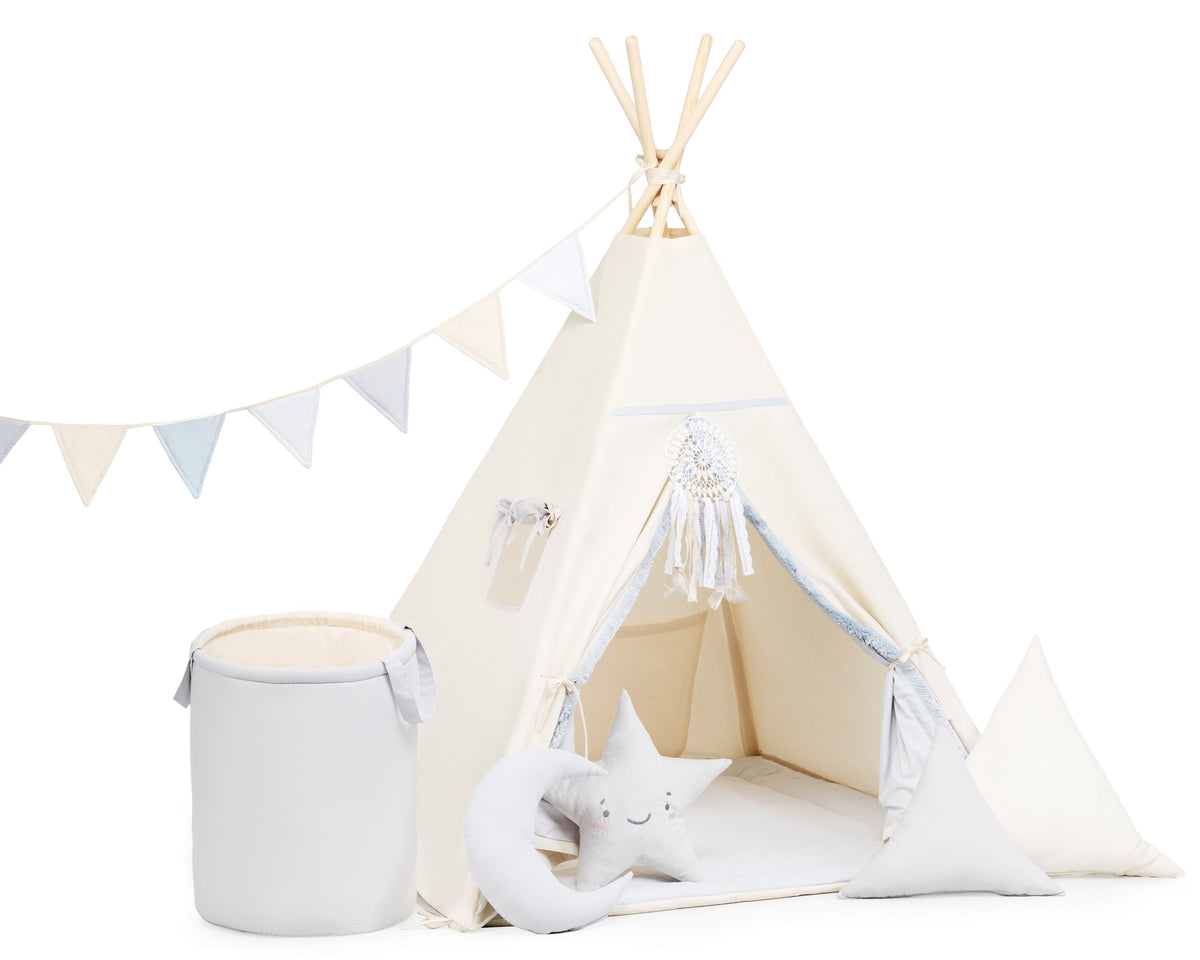 Grey & Cream Teepee Tent | Teepee Grey | Kids Teepee | Teepee Tent for Kids | Baby Teepee Tent | Grey Tent | Kids Teepee Tent | Teepee Tent for Boys | Teepee Tent for Girls |