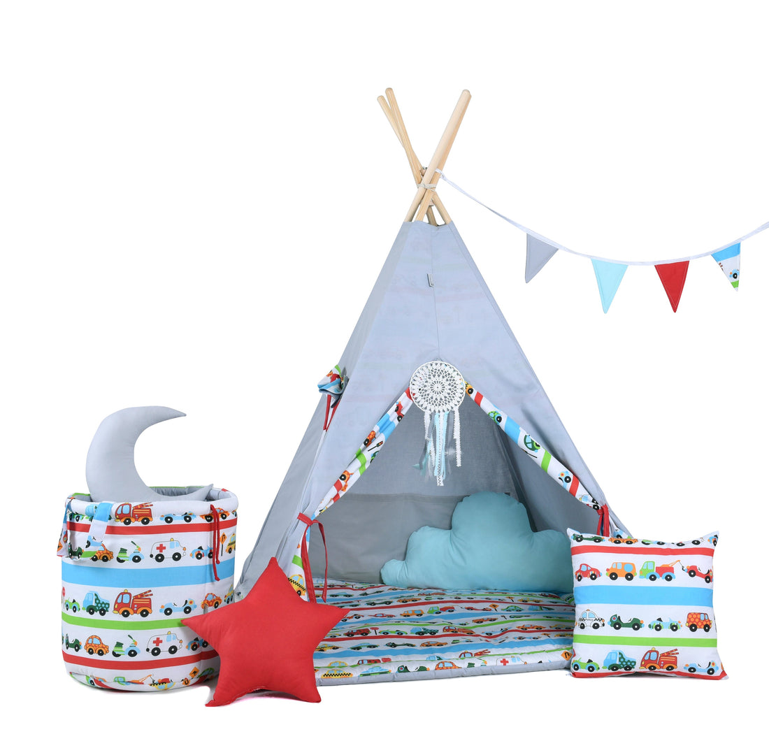 Cars Teepee Tent | Teepee with Cars | Kids Teepee | Teepee Tent for Kids | Teepee Tent for Babies &amp; Toddlers | Cars Tent | Kids Teepee Tent | Teepee Tent for Boys &amp; Girls |