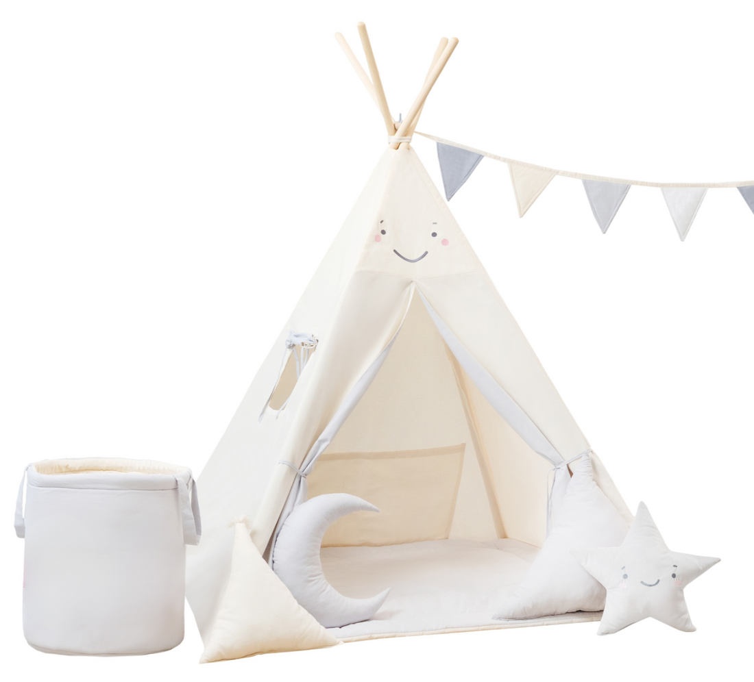 Cream and Grey Teepee Tent | Teepee Cream | Kids Teepee | Teepee Tent for Kids | Baby Teepee Tent | Cream Tent | Kids Teepee Tent | Teepee Tent for Boys | Teepee Tent for Girls | Teepee |