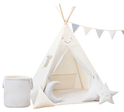 Cream and Grey Teepee Tent | Teepee Cream | Kids Teepee | Teepee Tent for Kids | Baby Teepee Tent | Cream Tent | Kids Teepee Tent | Teepee Tent for Boys | Teepee Tent for Girls | Teepee |