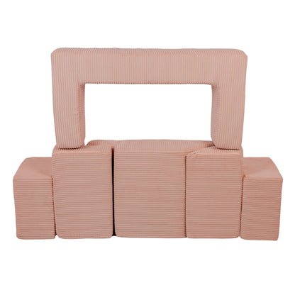 Kids Play Sofa Bricks | Kids Play Sofa | MeowBaby® Sofa Corduroy | Pink Corduroy Play Sofa Bricks | Modular Play Sofa for Kids | Pink Corduroy Play Sofa Bricks |