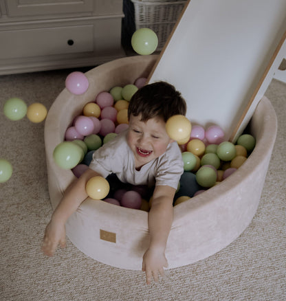 ecru/cream ball pit | ecru ball pit | ecru/cream ball pit with balls | MeowBaby Ecru velvet ball pit |