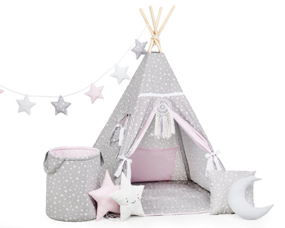 Grey and pink Teepee Tent | Kids Teepee | Teepee Tent for Kids | Kids Teepee Tent | Teepee Grey and pink | Baby Teepee | Teepees for Girls | Teepee | Tent with stars | Teepees for Kids |
