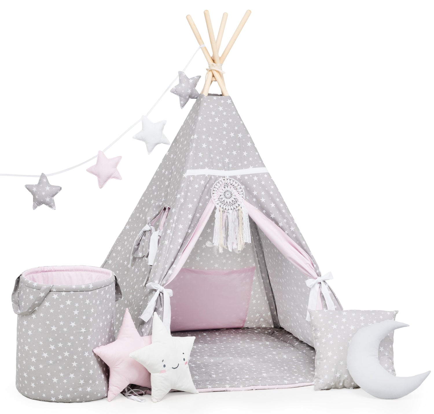 Grey and pink Teepee Tent | Kids Teepee | Teepee Tent for Kids | Kids Teepee Tent | Teepee Grey and pink | Baby Teepee | Teepees for Girls | Teepee | Tent with stars | Teepees for Kids |