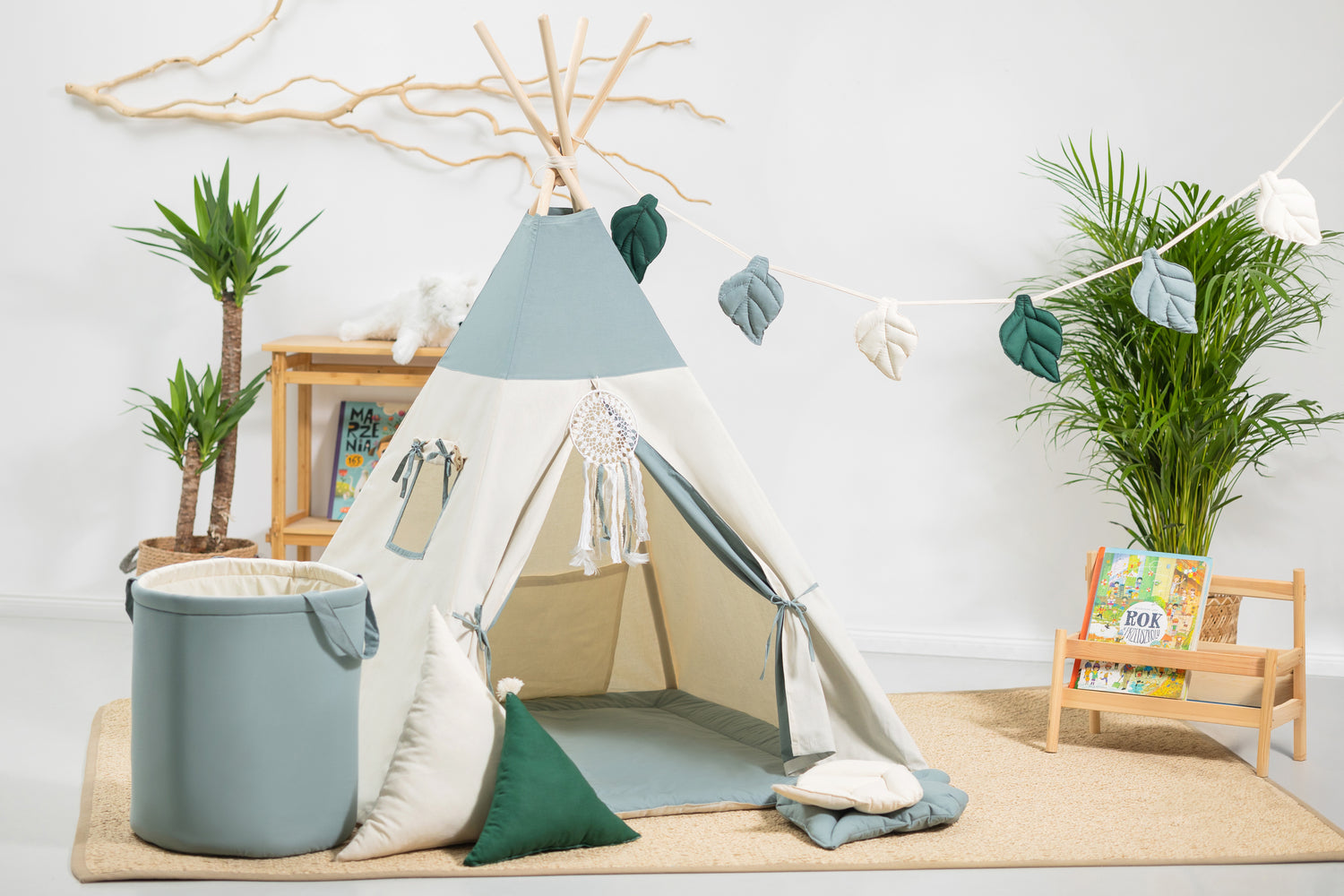 Kids Teepee | Teepee Tent for Kids | Cream &amp; Green Teepee Tent | Teepee Cream | Teepee | Baby Teepee Tent | Kids Teepee Tent | Teepee Tent for Boys | Teepees for Girls | 
