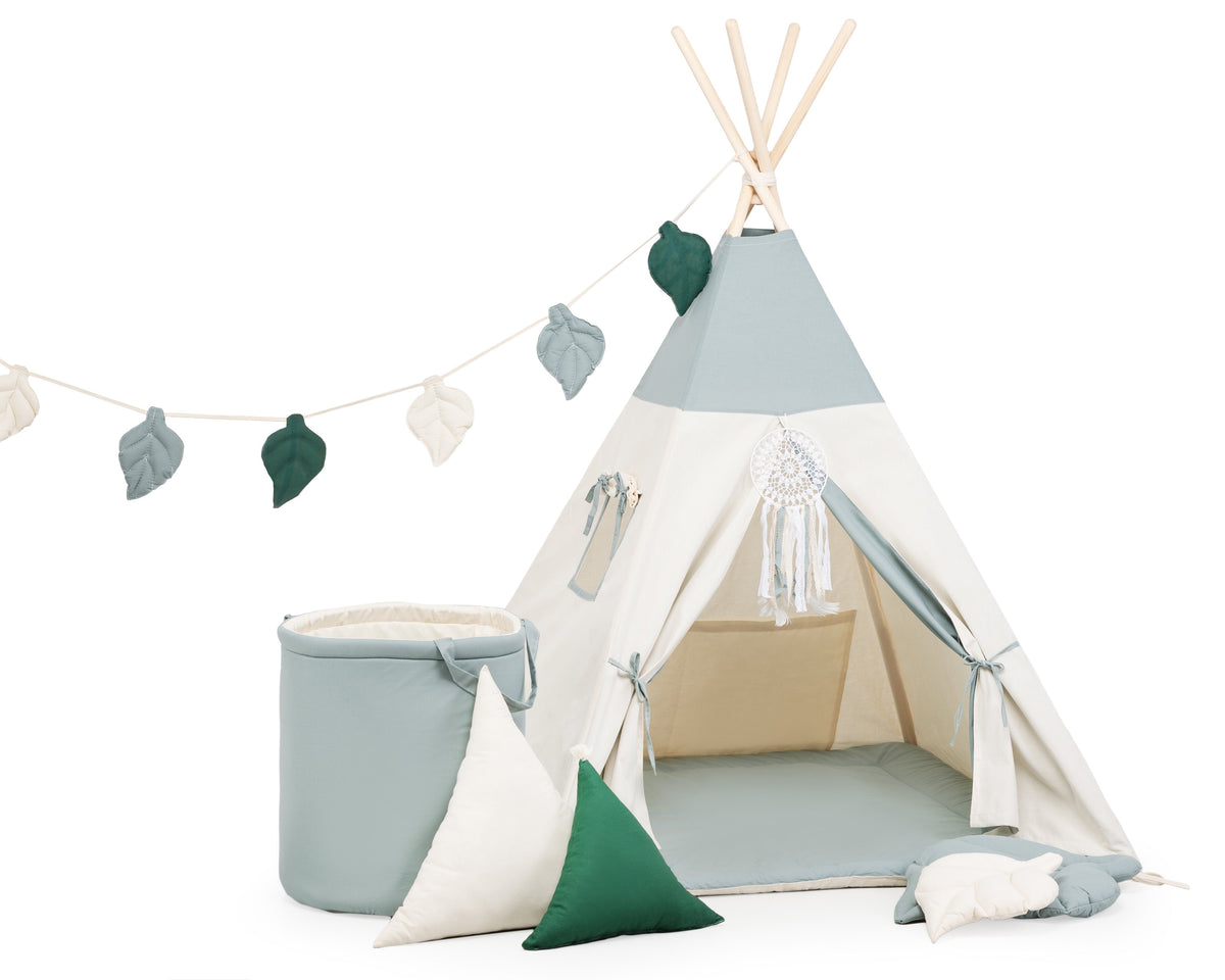 Kids Teepee | Teepee Tent for Kids | Cream &amp; Green Teepee Tent | Teepee Cream | Teepee | Baby Teepee Tent | Kids Teepee Tent | Teepee Tent for Boys | Teepees for Girls | 