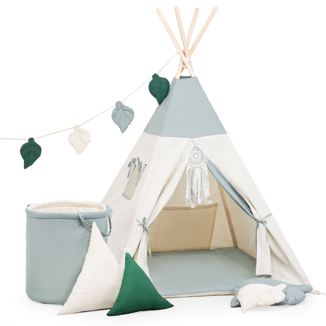 Kids Teepee | Teepee Tent for Kids | Cream &amp; Green Teepee Tent | Teepee Cream | Teepee | Baby Teepee Tent | Kids Teepee Tent | Teepee Tent for Boys | Teepees for Girls | 