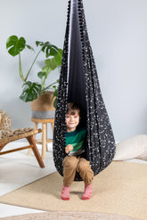 Cocoon Swing for Kids - Black & Stars